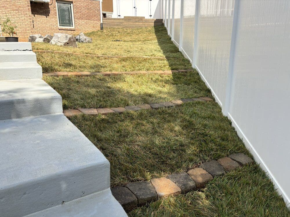 Sod installation with retaining wall blocks