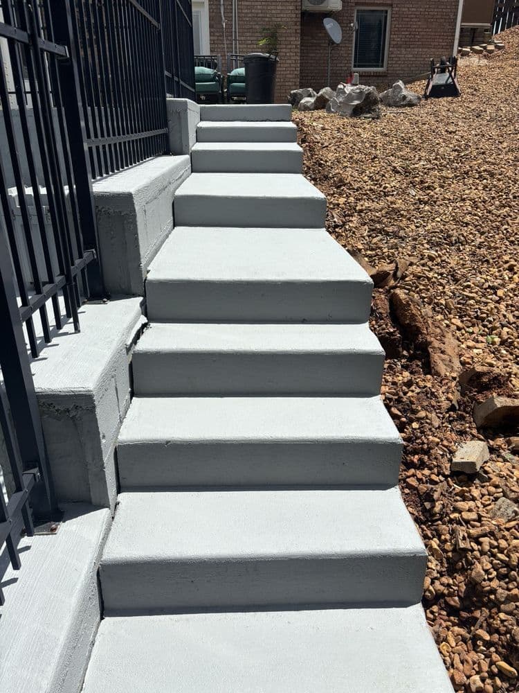 Pool deck stairs painted